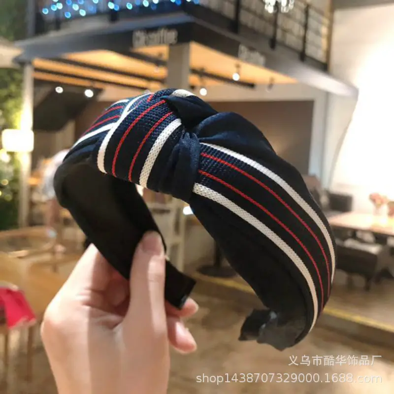 Black Striped High Cranial Hairband for Women