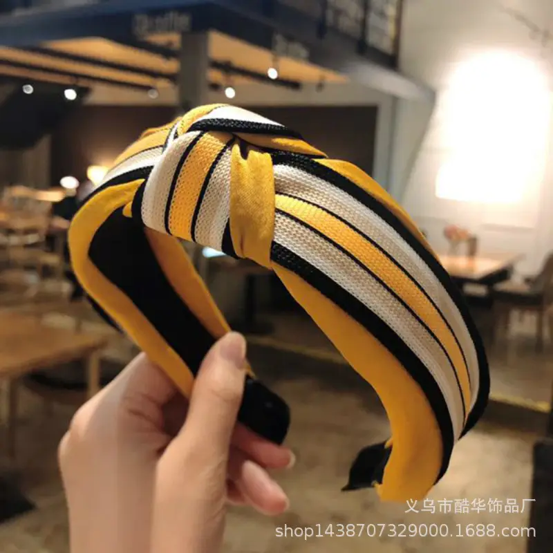 Black Striped High Cranial Hairband for Women
