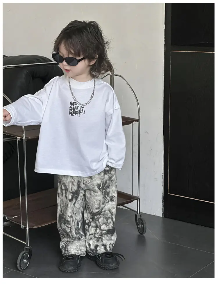 Kids Cotton T-Shirt White Korean Style Double Collar — feature 10