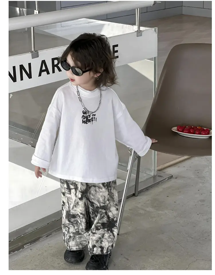 Kids Cotton T-Shirt White Korean Style Double Collar — feature 11