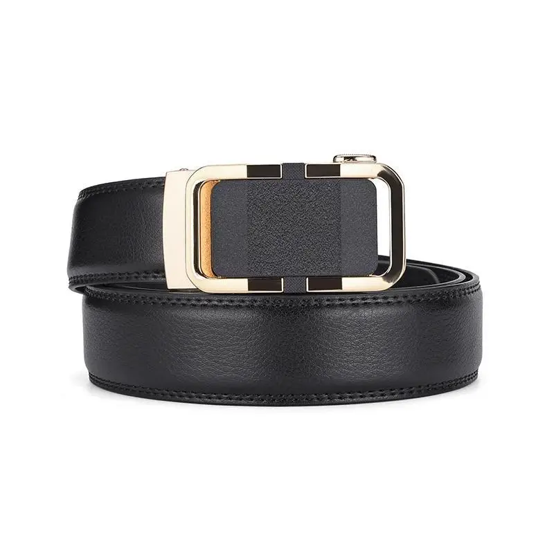 Men's Black Genuine Leather Belt with Gold Buckle 14-16" - Image 5