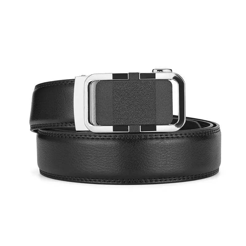 Men's Black Genuine Leather Belt with Gold Buckle 14-16" - Image 3
