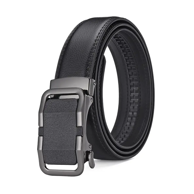 Men's Black Genuine Leather Belt with Gold Buckle 14-16" — feature 12