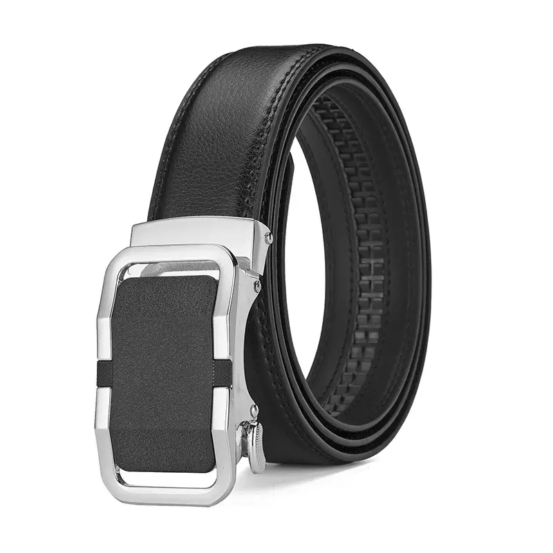 Men's Black Genuine Leather Belt with Gold Buckle 14-16" — feature 14