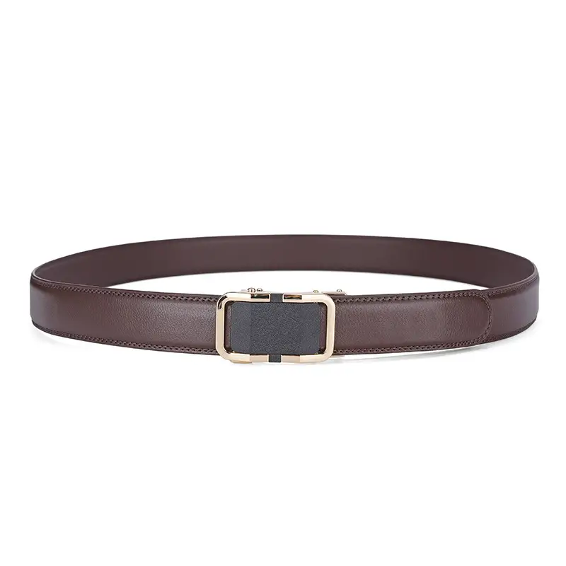 Men's Black Genuine Leather Belt with Gold Buckle 14-16" — feature 15
