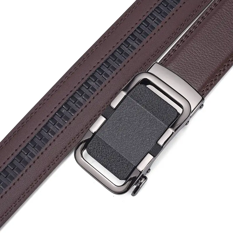 Men's Black Genuine Leather Belt with Gold Buckle 14-16" — feature 22