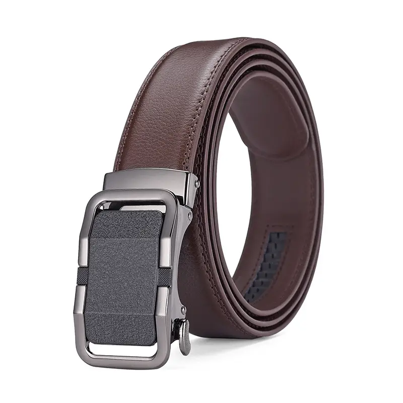 Men's Black Genuine Leather Belt with Gold Buckle 14-16" — feature 9