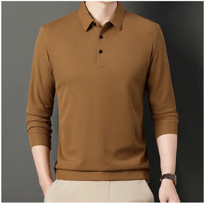 Men's Acetate Waffle Polo Shirt Navy Blue - Image 11