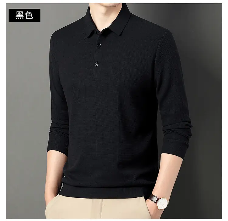 Men's Acetate Waffle Polo Shirt Navy Blue — feature 24
