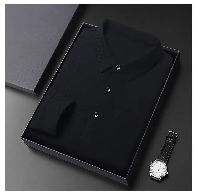 Men's Acetate Waffle Polo Shirt Navy Blue — feature 26