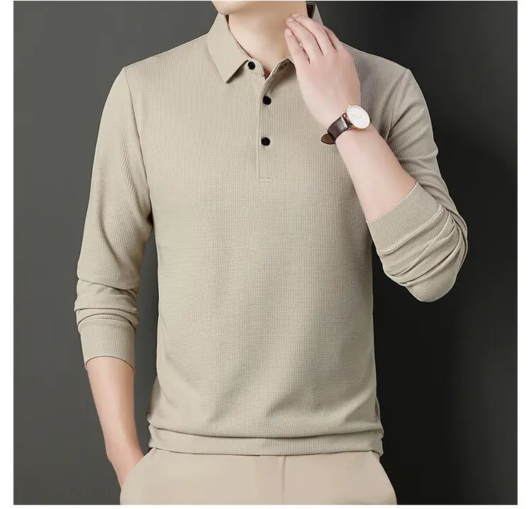 Men's Acetate Waffle Polo Shirt Navy Blue — feature 29