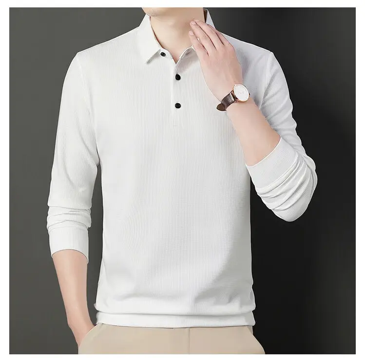 Men's Acetate Waffle Polo Shirt Navy Blue — feature 32