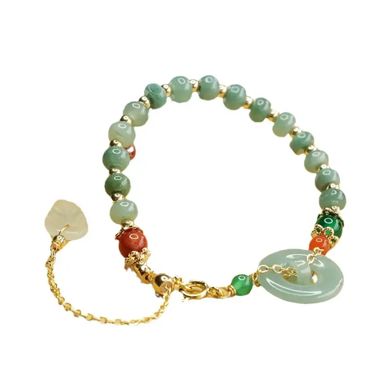 Blue Jade Horizontal Peace Ring Bracelet for Women - Image 6