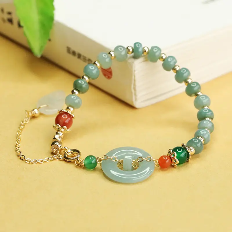 Blue Jade Horizontal Peace Ring Bracelet for Women — feature 8
