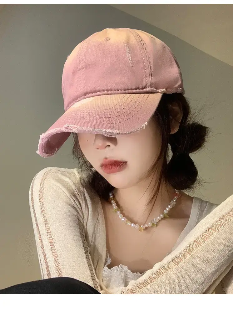 Pink Korean Style Baseball Cap for Women with Wide Brim — feature 6