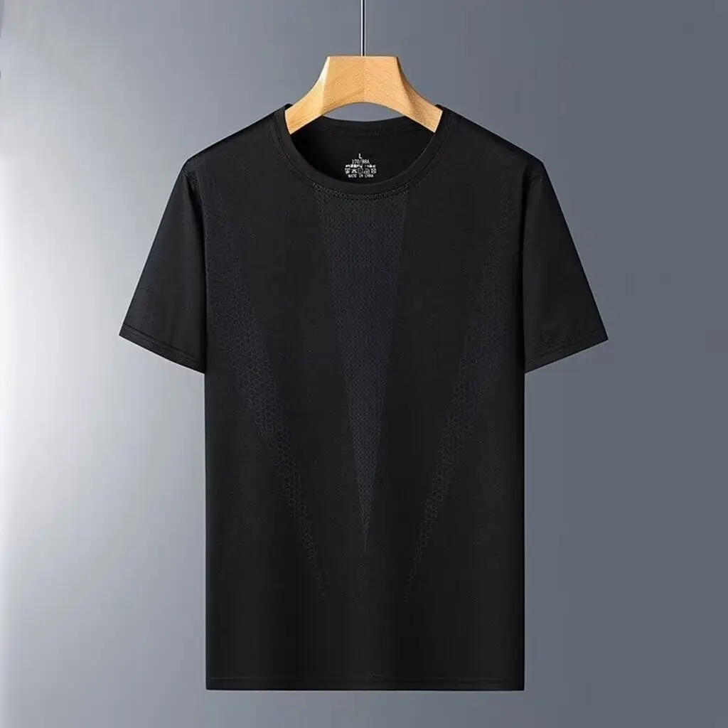 Men Blue Ice Silk Mesh T-Shirt Short Sleeve - Image 10