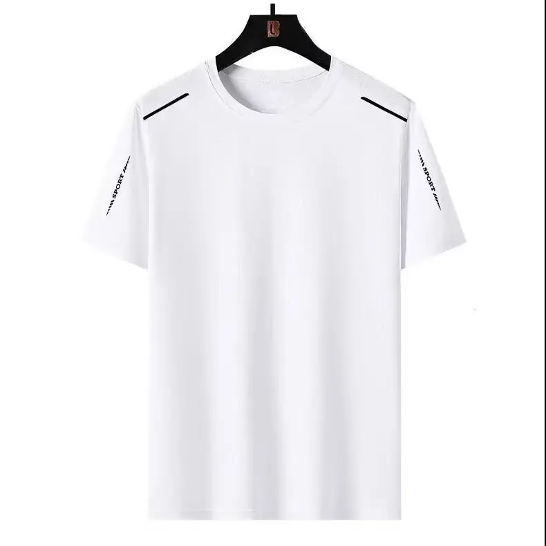 Men Blue Ice Silk Mesh T-Shirt Short Sleeve - Image 13