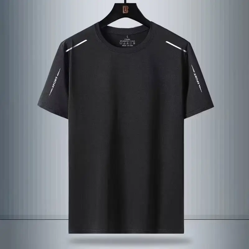 Men Blue Ice Silk Mesh T-Shirt Short Sleeve - Image 14