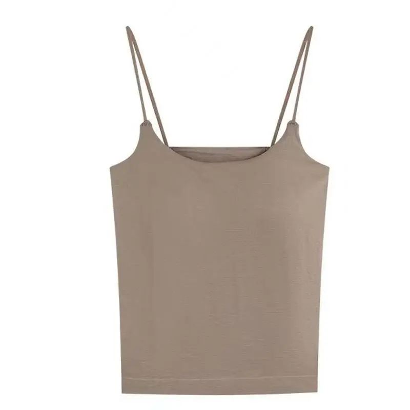 Solid Color Camisole with Built-In Bra, Sleeveless Outerwear, Tube Top, Fashionable and Versatile