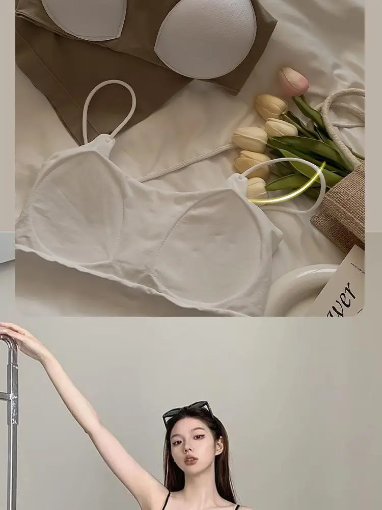 Solid Color Camisole with Built-In Bra, Sleeveless Outerwear, Tube Top, Fashionable and Versatile — feature 4