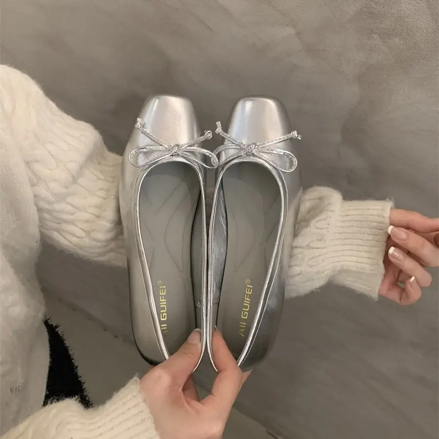 Women's White Bow Flat Shoes Low Cut 2024 - Image 7