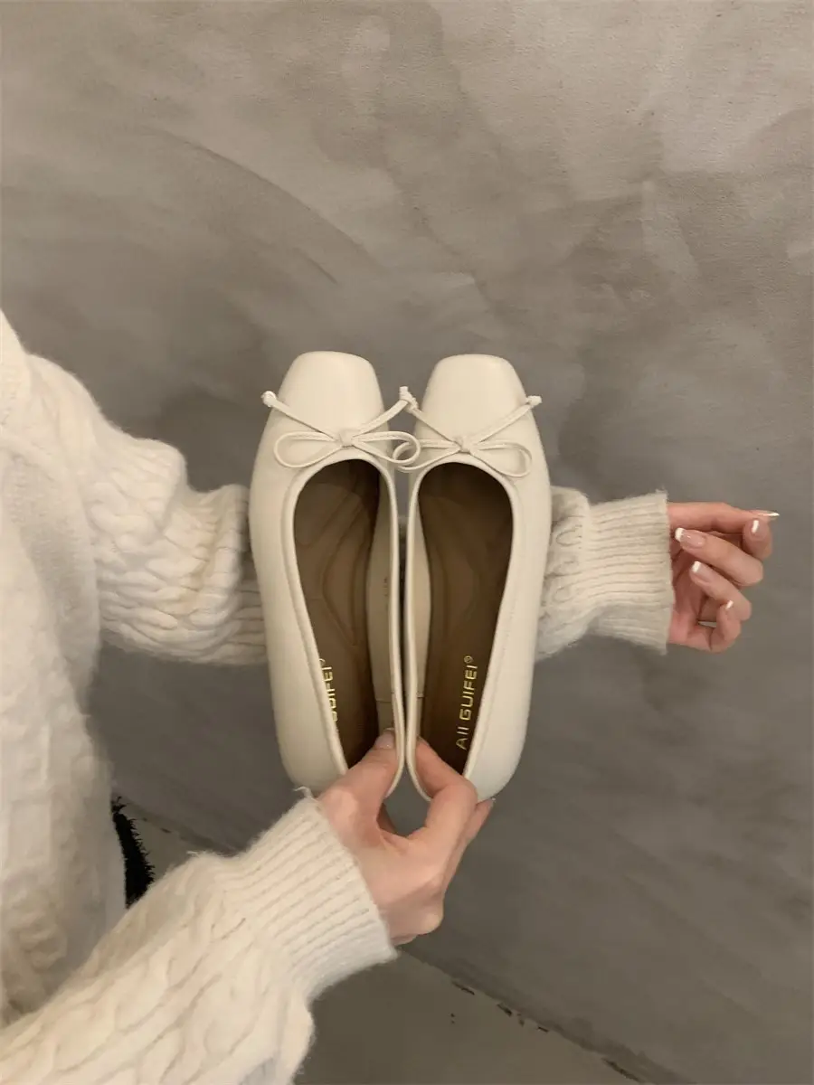 Women's White Bow Flat Shoes Low Cut 2024 — feature 10