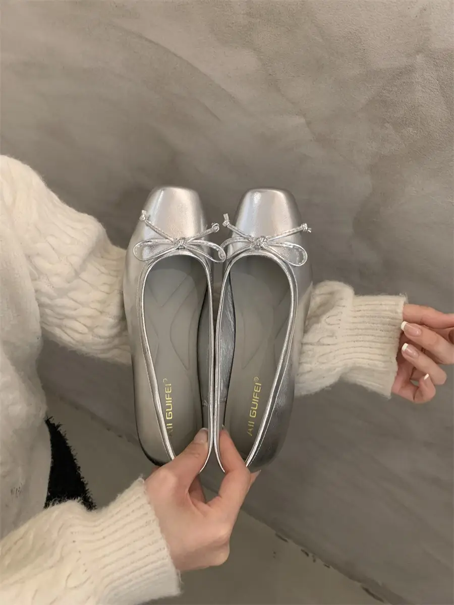 Women's White Bow Flat Shoes Low Cut 2024 — feature 11
