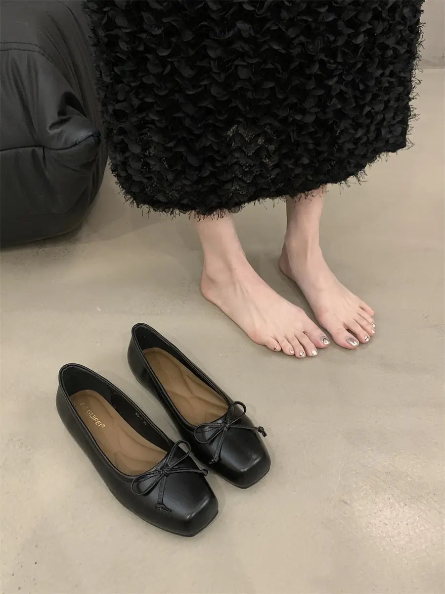 Women's White Bow Flat Shoes Low Cut 2024 — feature 6
