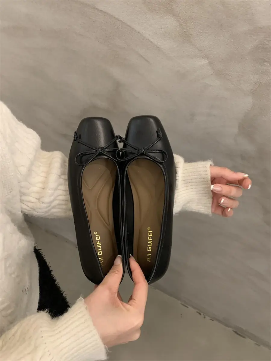 Women's White Bow Flat Shoes Low Cut 2024 - Image 4