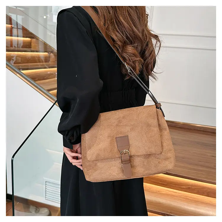 Black Frosted Velvet Shoulder Bag for Women — feature 19