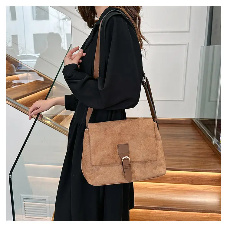 Black Frosted Velvet Shoulder Bag for Women — feature 20