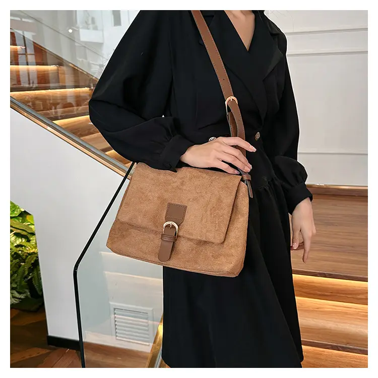 Black Frosted Velvet Shoulder Bag for Women — feature 21