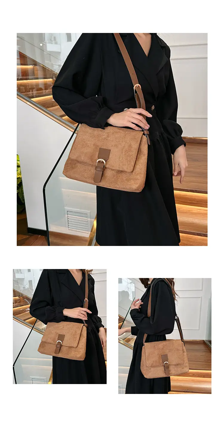 Black Frosted Velvet Shoulder Bag for Women — feature 28