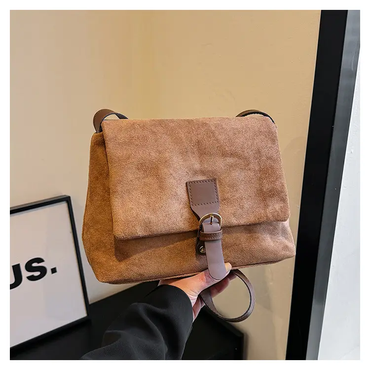 Black Frosted Velvet Shoulder Bag for Women - Image 3