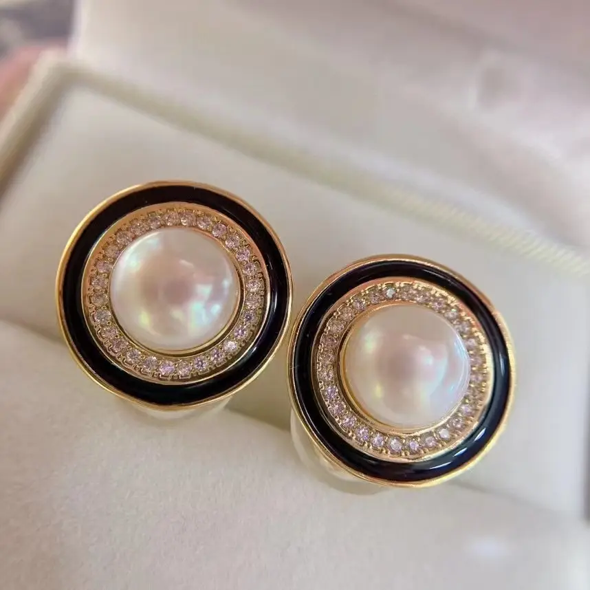 Natural Freshwater Pearl Pearl Earrings Gold Plated