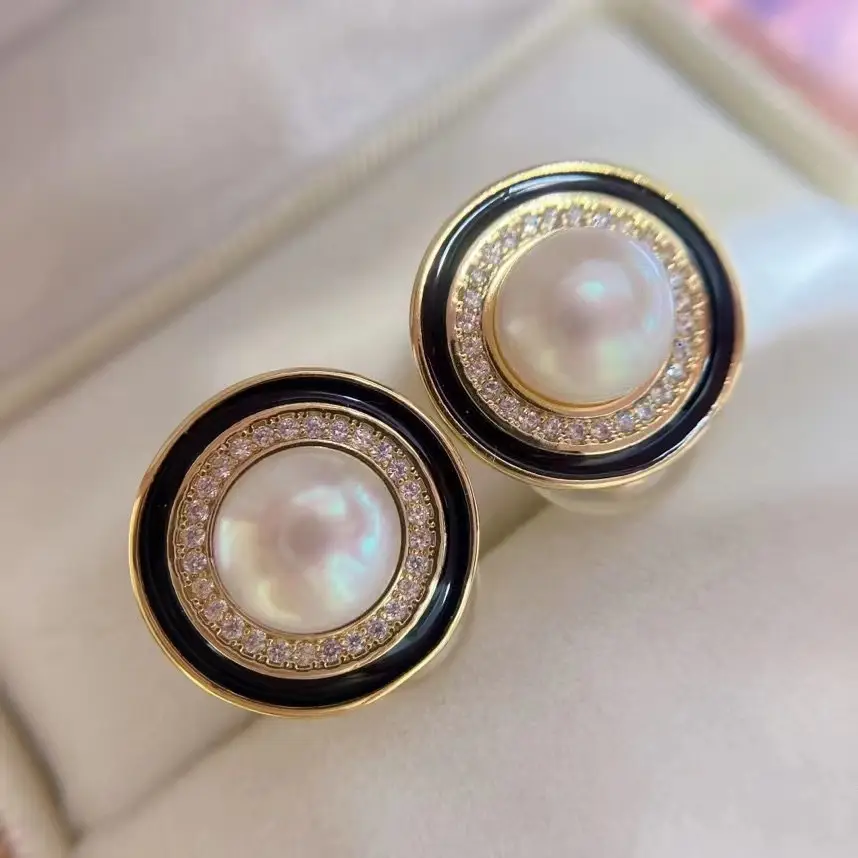 Natural Freshwater Pearl Pearl Earrings Gold Plated — feature 15