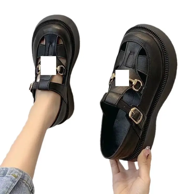 Black Roman Sandals Women Platform Heel Summer