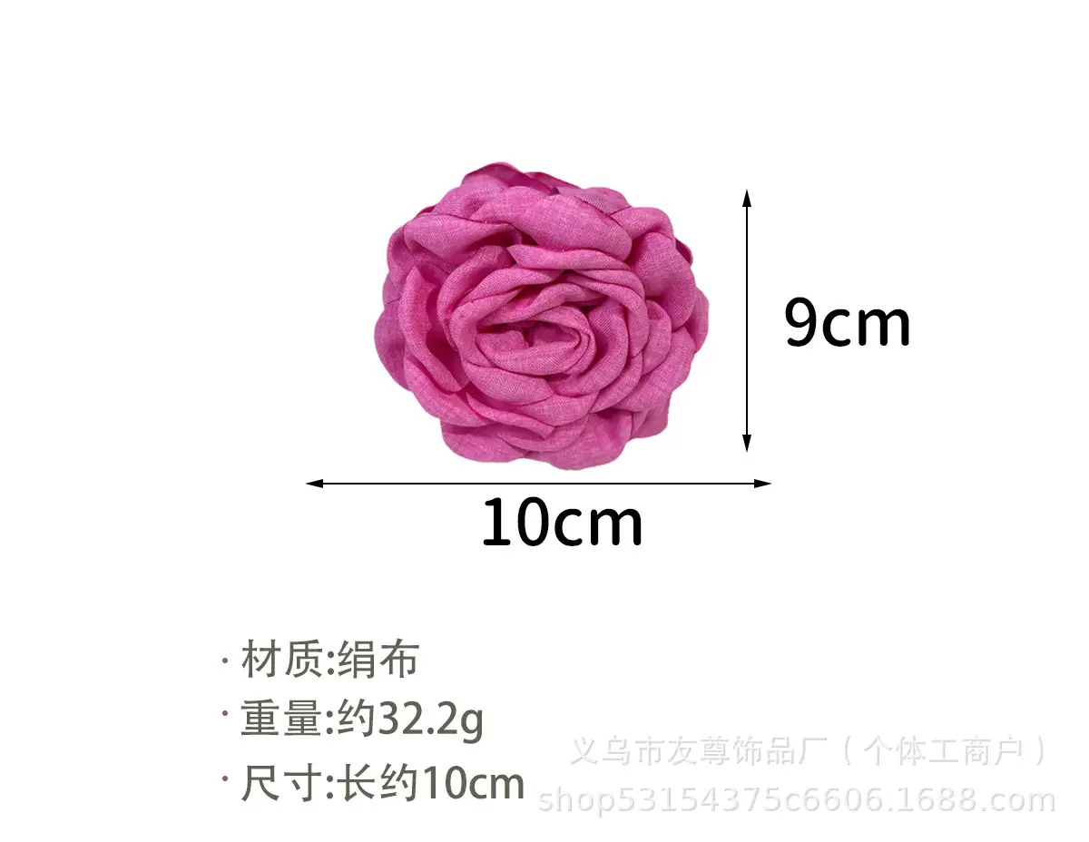 Turquoise Fabric Rose Hair Clip for Women — feature 1