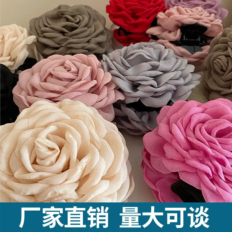 Turquoise Fabric Rose Hair Clip for Women — feature 3