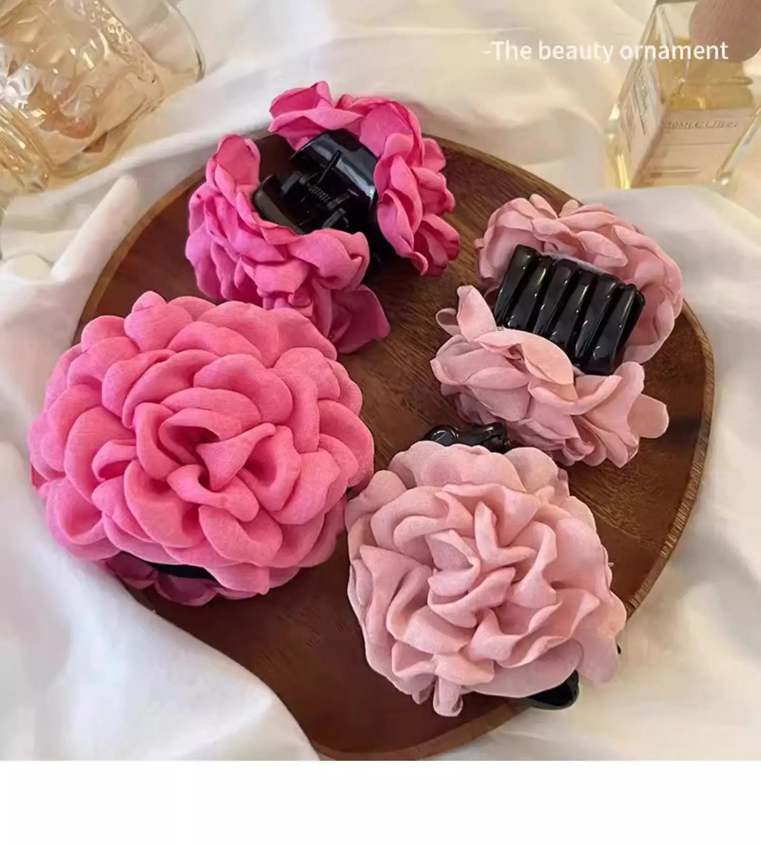 Turquoise Fabric Rose Hair Clip for Women — feature 6