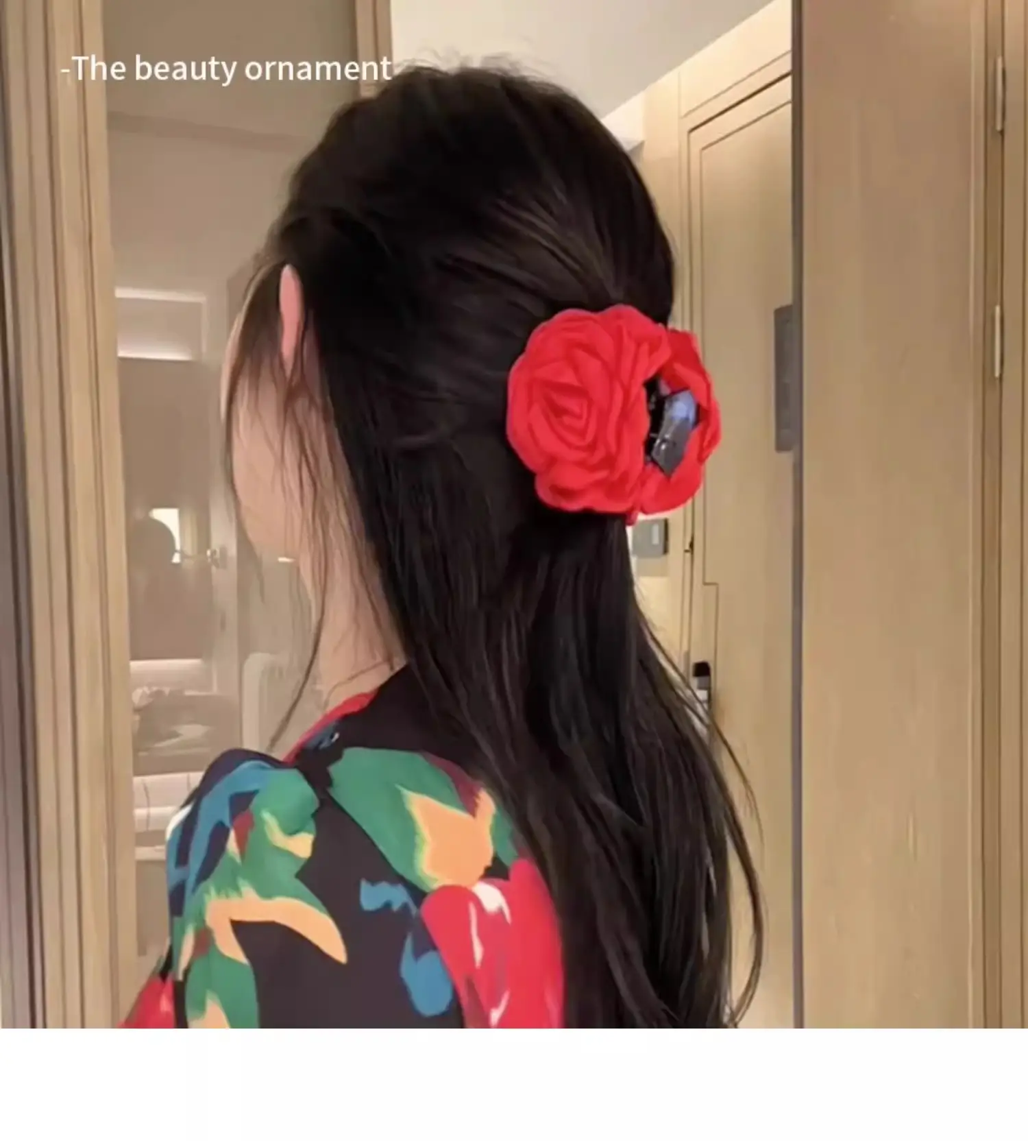 Turquoise Fabric Rose Hair Clip for Women — feature 7