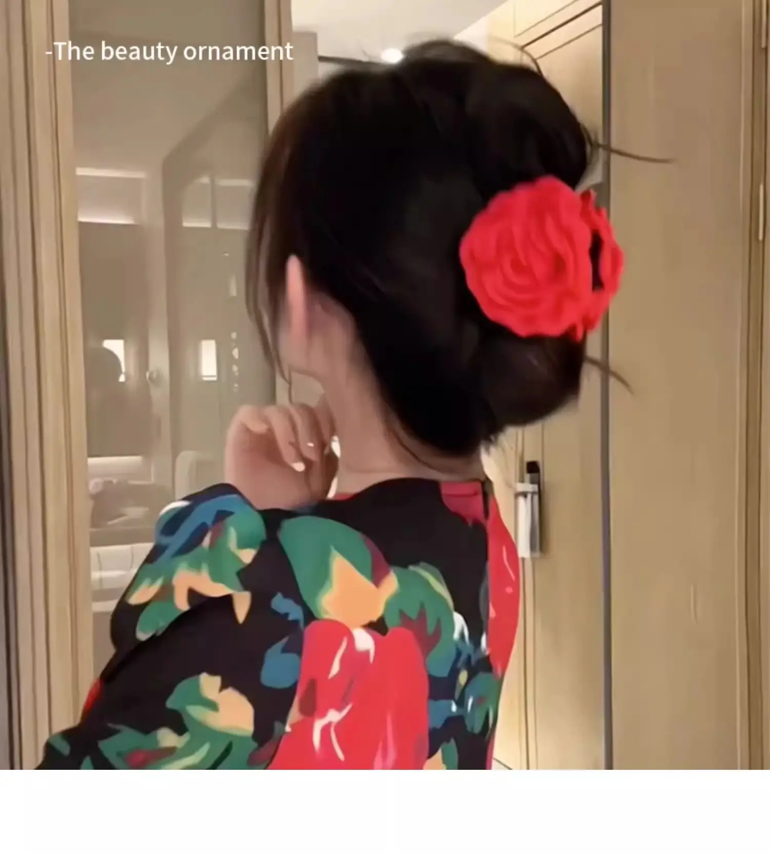Turquoise Fabric Rose Hair Clip for Women — feature 8