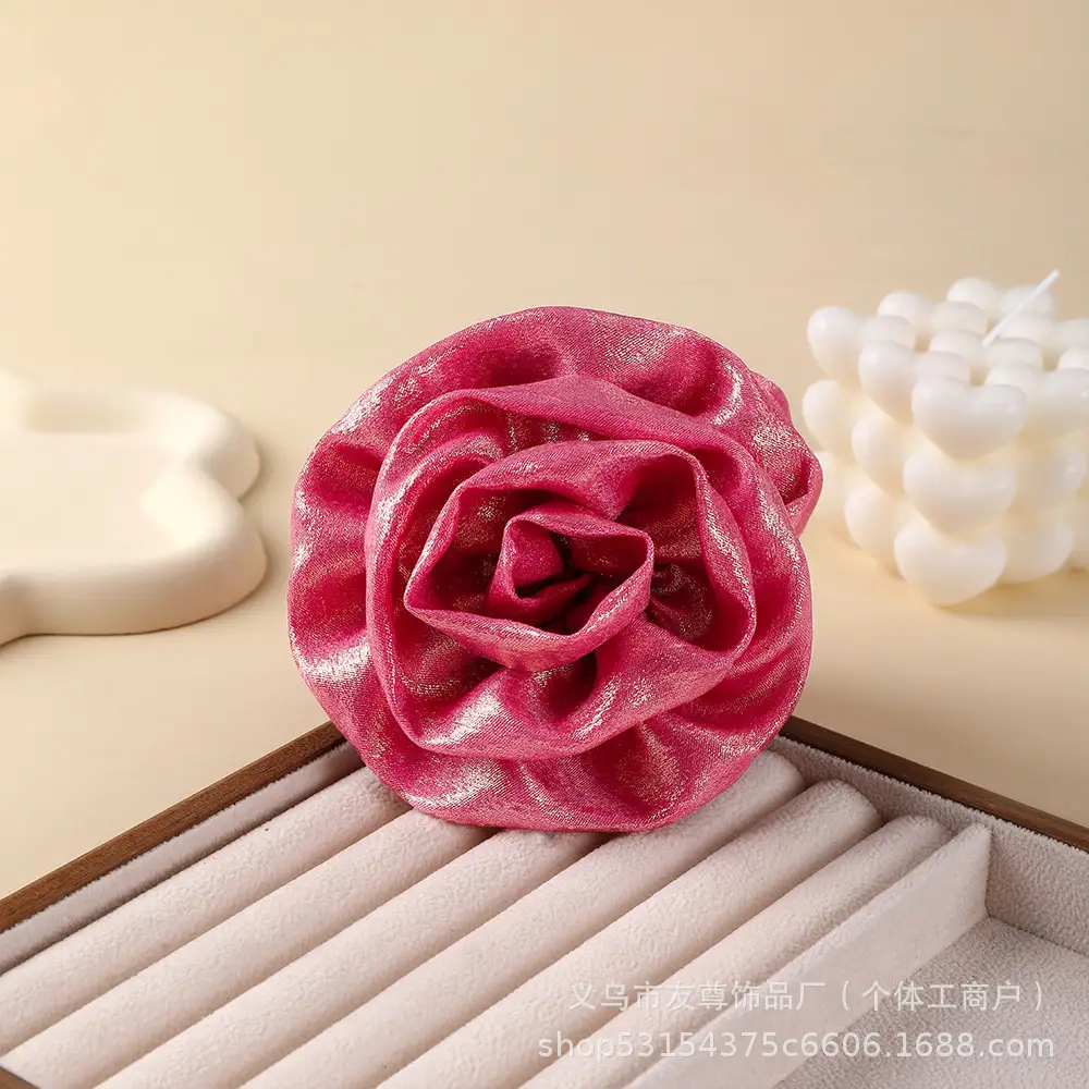 Turquoise Fabric Rose Hair Clip for Women - Image 13