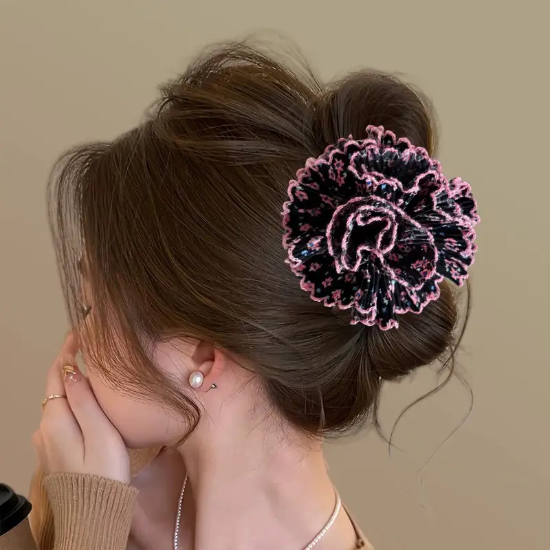 Turquoise Fabric Rose Hair Clip for Women - Image 16