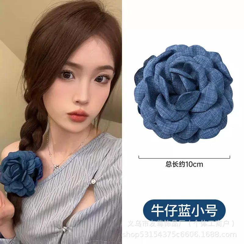 Turquoise Fabric Rose Hair Clip for Women - Image 28