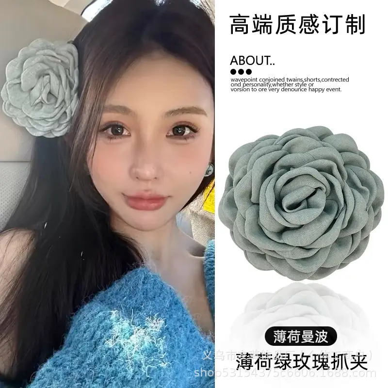 Turquoise Fabric Rose Hair Clip for Women - Image 29