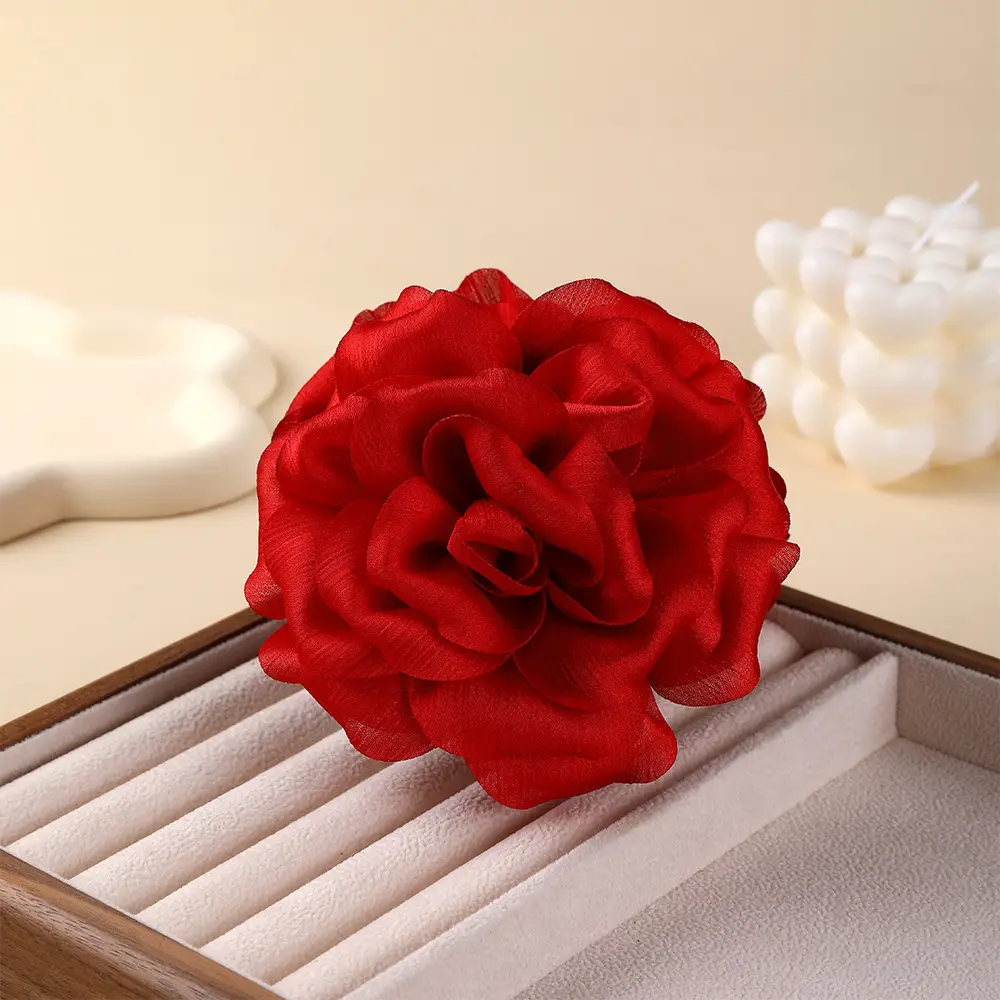 Turquoise Fabric Rose Hair Clip for Women - Image 4