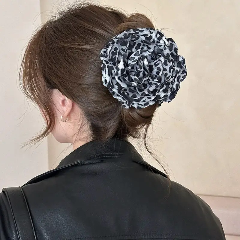Turquoise Fabric Rose Hair Clip for Women - Image 44