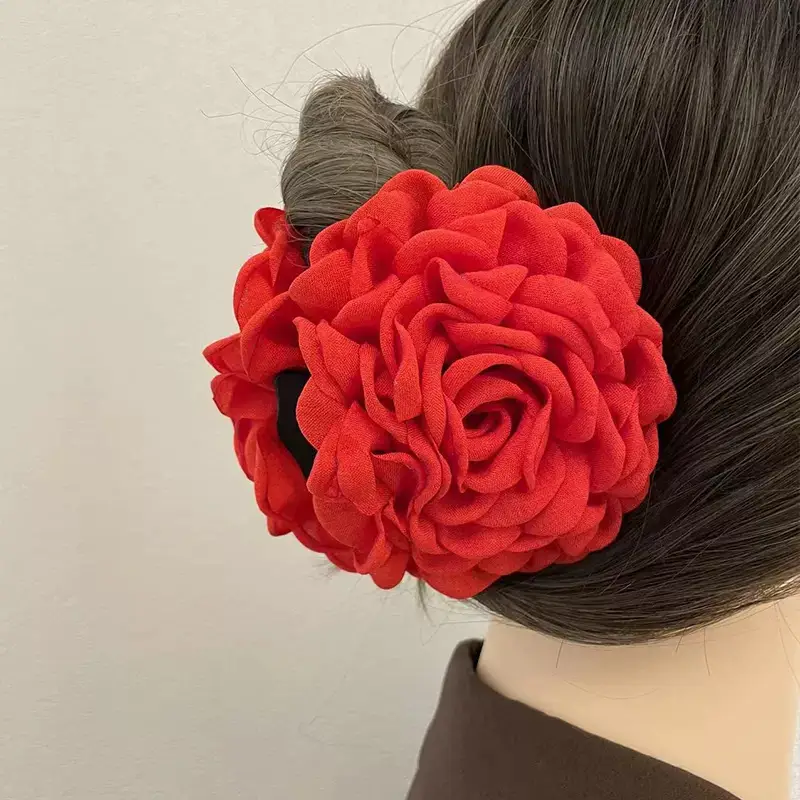 Turquoise Fabric Rose Hair Clip for Women - Image 49