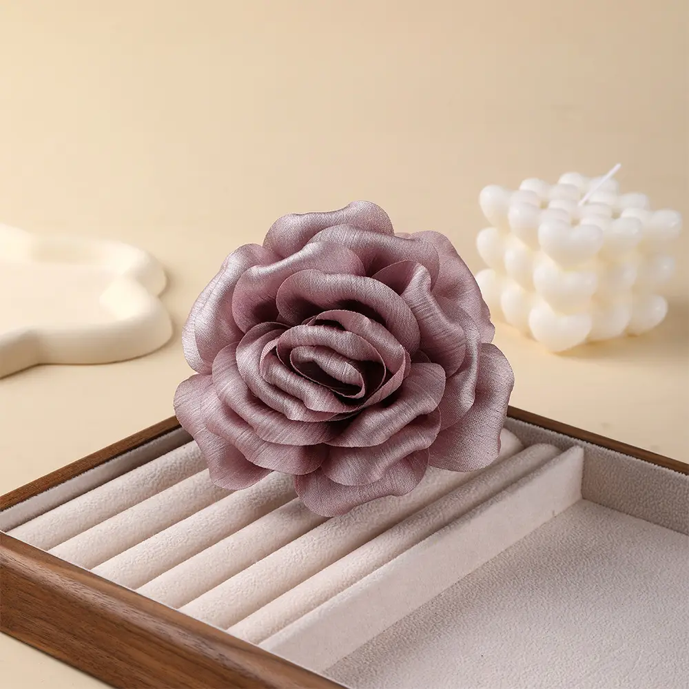 Turquoise Fabric Rose Hair Clip for Women - Image 5